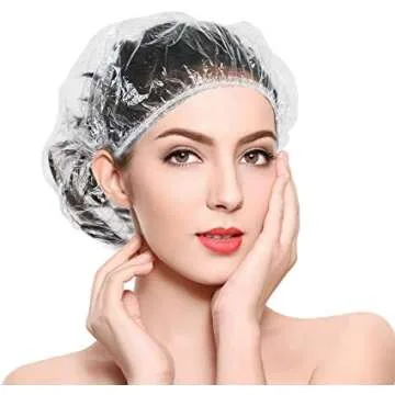 Disposable Shower Caps, 200PCS Disposable Clear Plastic Waterproof Hair Shower Caps for Women, Spa, Processing caps for hair Home Use, Hotel and Hair Salon, Portable Travel