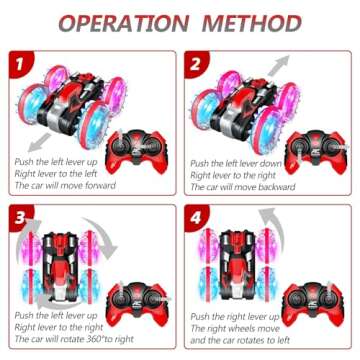 Toys for 5-12 Year Old Boys Amphibious RC Car for Kids 2.4 GHz Remote Control Boat Waterproof RC Stunt Car Truck with LED Lights 4WD Remote Control Car Boy Girl Gifts All Terrain Water Beach Pool Toy