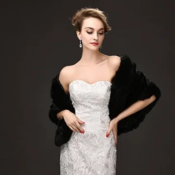 Elegant CHITONE Women's Faux Fur Wrap for Weddings & Events