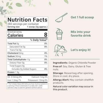 Micro Ingredients Organic Chlorella Powder, 20 Ounces | Broken Cell Wall for Complete Absorption | R...