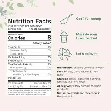 Micro Ingredients Organic Chlorella Powder, 20 Ounces | Broken Cell Wall for Complete Absorption | R...