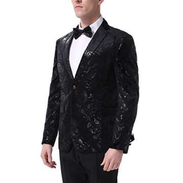Cloudstyle Men's Dress Floral Suit Notched Lapel Slim Fit Stylish Blazer Dress Suit
