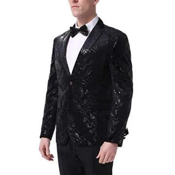 Cloudstyle Men's Dress Floral Suit Notched Lapel Slim Fit Stylish Blazer Dress Suit
