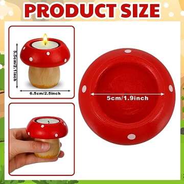 Dandat 12 Pcs Mushroom Candle Holder and 12 Tealight Candles Mushroom Candle Holder Cute Mushroom Bi...