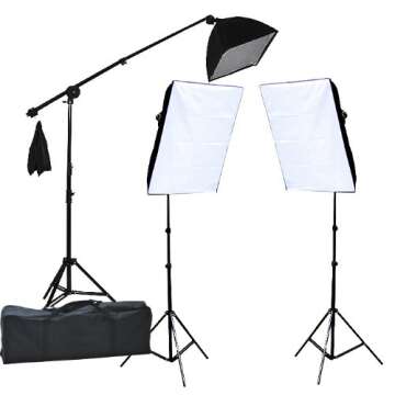 Fancierstudio Lighting Kit 2400 Watt Professional Video Lighting Kit with Three Softbox Lights, Boom...