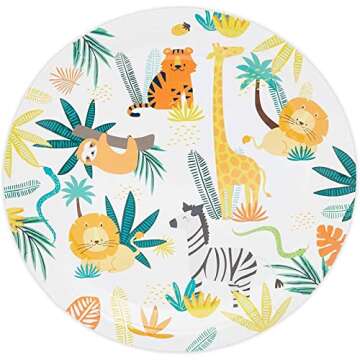 BLUE PANDA 144 Piece Jungle Safari Theme Birthday Party Decorations - Zoo Animal Dinnerware Jungle Safari Plates, Napkins, Cups, and Cutlery - Tropical Theme Birthday Party Decorations (Serves 24)