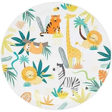 BLUE PANDA 144 Piece Jungle Safari Theme Birthday Party Decorations - Zoo Animal Dinnerware Jungle Safari Plates, Napkins, Cups, and Cutlery - Tropical Theme Birthday Party Decorations (Serves 24)