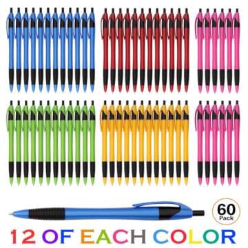 Sikao Pens Bulk, 60Pack Gripped Slimster Bulk Pens Ballpoint Smooth Writing Pens No Smear Black Ink ...