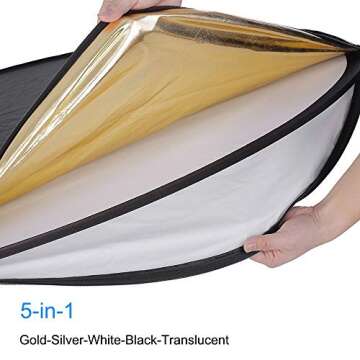 24" (60cm) 5-in-1 Portable Collapsible Multi-Disc Photography Light Photo Reflector for Studio/Outdo...