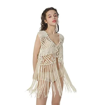 Acemi Women's Fringe Vest for Festivals and Casual Outings