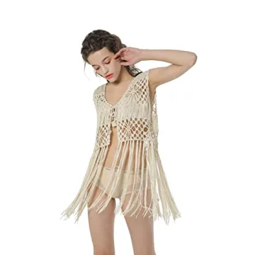 Acemi Women's Fringe Vest for Festivals and Casual Outings