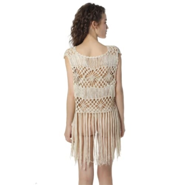 Acemi Women's Fringe Vest for Festivals and Casual Outings