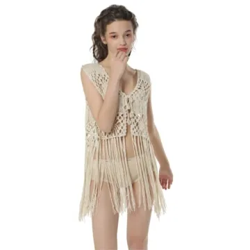 Acemi Women's Fringe Vest for Festivals and Casual Outings