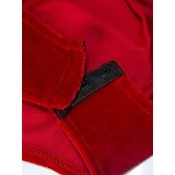 Clothink Women Strapless Velvet Bodysuit Back Lace Up Jumpsuit,Sexy Bodysuit Top Playboy Bunny Halloween Costume Red L