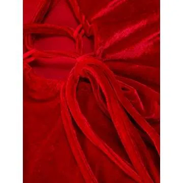 Clothink Women Strapless Velvet Bodysuit Back Lace Up Jumpsuit,Sexy Bodysuit Top Playboy Bunny Halloween Costume Red L