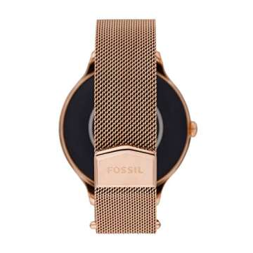 Fossil 42mm Gen 5E Stainless Steel Mesh Touchscreen Smart Watch with Heart Rate, Color: Rose Gold (Model: FTW6068)