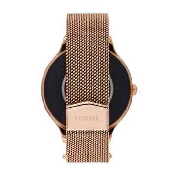 Fossil 42mm Gen 5E Stainless Steel Mesh Touchscreen Smart Watch with Heart Rate, Color: Rose Gold (Model: FTW6068)