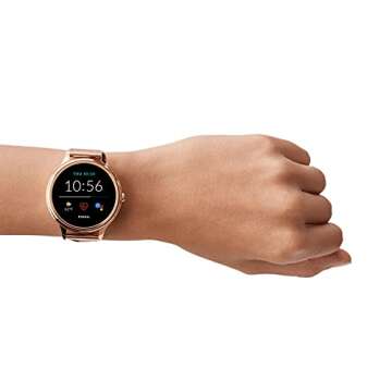 Fossil 42mm Gen 5E Stainless Steel Mesh Touchscreen Smart Watch with Heart Rate, Color: Rose Gold (Model: FTW6068)