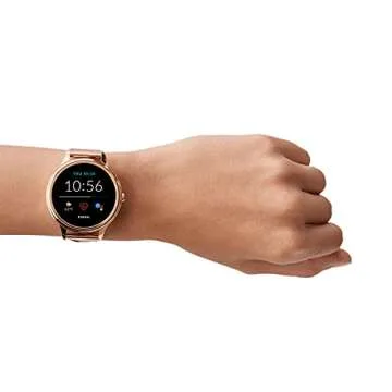 Fossil 42mm Gen 5E Stainless Steel Mesh Touchscreen Smart Watch with Heart Rate, Color: Rose Gold (Model: FTW6068)