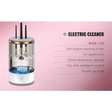 Electric Makeup Brush Cleaner Machine with Makeup Brush Cleaner Mat for Suitable for Small-sized Mak...