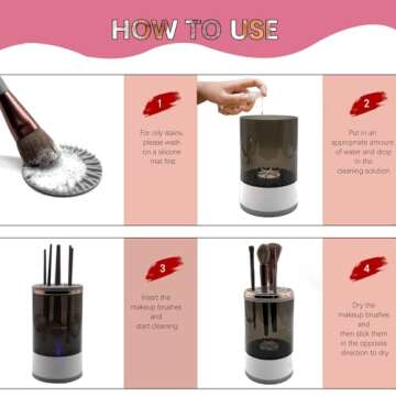 Electric Makeup Brush Cleaner Machine with Makeup Brush Cleaner Mat for Suitable for Small-sized Makeup Brushes and Beauty Tools, with an Input Requirement of 10W (5V2A power supply)