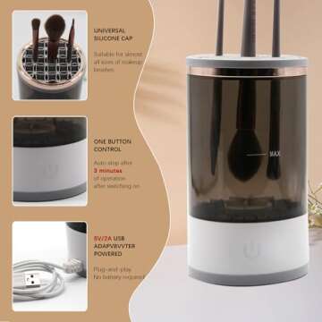 Electric Makeup Brush Cleaner Machine with Makeup Brush Cleaner Mat for Suitable for Small-sized Makeup Brushes and Beauty Tools, with an Input Requirement of 10W (5V2A power supply)