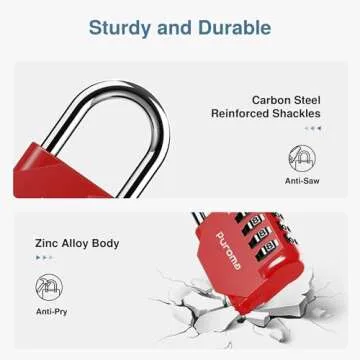 Puroma 2 Pack Combination Lock 4 Digit Locker Lock Outdoor Waterproof Padlock for School Gym Locker, Sports Locker, Fence, Toolbox, Gate, Case, Hasp Storage (Red)