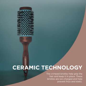 Spornette Ion Fusion Ceramic Round Brush for Blow Drying - Round Hair Brush for Blow Outs, Volume & Curling - Ion Bristles Help to Smooth Hair and Eliminate Frizz & Static (2.5 Inch)