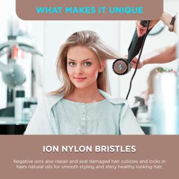 Spornette Ion Fusion Ceramic Round Brush for Blow Drying - Round Hair Brush for Blow Outs, Volume & Curling - Ion Bristles Help to Smooth Hair and Eliminate Frizz & Static (2.5 Inch)