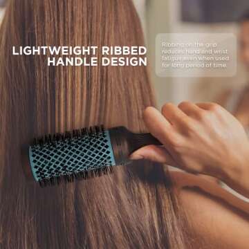 Spornette Ion Fusion Ceramic Round Brush for Blow Drying - Round Hair Brush for Blow Outs, Volume & Curling - Ion Bristles Help to Smooth Hair and Eliminate Frizz & Static (2.5 Inch)