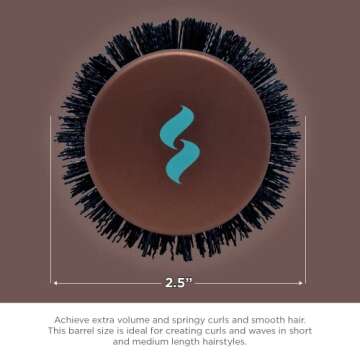 Spornette Ion Fusion Ceramic Round Brush for Blow Drying - Round Hair Brush for Blow Outs, Volume & Curling - Ion Bristles Help to Smooth Hair and Eliminate Frizz & Static (2.5 Inch)