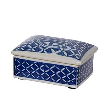 A&B Home Decorative Porcelain Blue and White Box Set