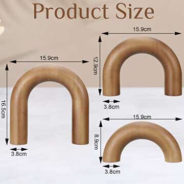 Roowest 3 Pieces Wood Arch Book Shelf Decor Wooden Coffee Table Natural Modern Home Mantel Decoratio...