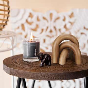 Roowest 3 Pieces Wood Arch Book Shelf Decor Wooden Coffee Table Natural Modern Home Mantel Decorations for Living Room Entryway, Small Medium Large