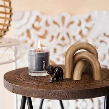 Roowest 3 Pieces Wood Arch Book Shelf Decor Wooden Coffee Table Natural Modern Home Mantel Decorations for Living Room Entryway, Small Medium Large