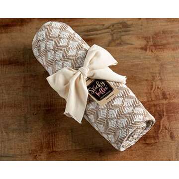 Table Runner Cotton Farmhouse Boho 14x72 in, Table Décor for Kitchen or Dining, Tan Cloth Woven Table Runners