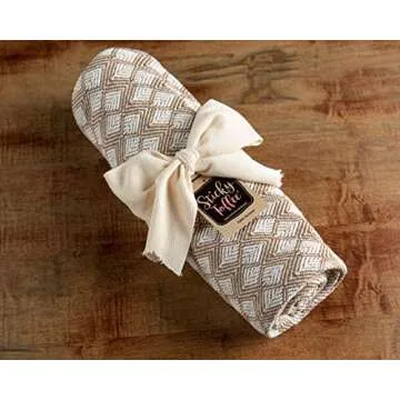 Table Runner Cotton Farmhouse Boho 14x72 in, Table Décor for Kitchen or Dining, Tan Cloth Woven Table Runners