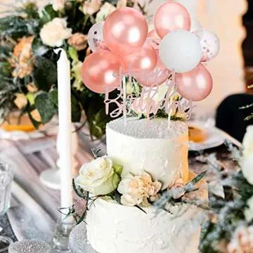 Outus Latex Confetti Balloon Cloud Cake Topper Acrylic Happy Birthday Cake Topper Mini Balloon Garland Cake Decorations for Birthday Party Cake Supplies