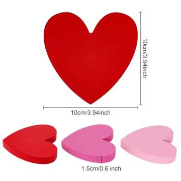 SUMERSHA 3Pcs Valentine's Day Heart Shape Wood Signs Heart Tiered Tray Decor Love Heart Red Pink Ros...