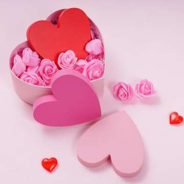 SUMERSHA 3Pcs Valentine's Day Heart Shape Wood Signs Heart Tiered Tray Decor Love Heart Red Pink Rose Table Decorations for Valentine's Day Anniversary Wedding Party