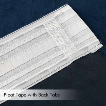 MIULEE Navy Blue Velvet Curtains 96 inches Long 2 Panels - Luxury Pinch Pleated Room Darkening Window Drapes for Bedroom Living Room Thermal Insulated Super Soft Blackout, Back Tab Rod Pocket