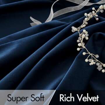 MIULEE Navy Blue Velvet Curtains 96 inches Long 2 Panels - Luxury Pinch Pleated Room Darkening Window Drapes for Bedroom Living Room Thermal Insulated Super Soft Blackout, Back Tab Rod Pocket