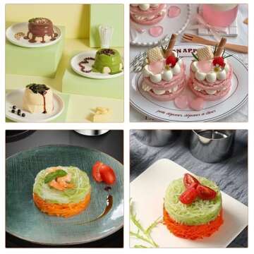 Set of 3 - Round Stainless Steel Cake Rings, Mousse Cake Ring Mold with Press Set