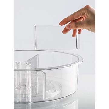 Slideep Plastic Round Lazy Susan Rotating Turntable Food Storage Container for Cabinet, Pantry, Refrigerator, Countertop, Spinning Organizer for Spices, Condiments, Baking Supplies 12'' - 2 Packs