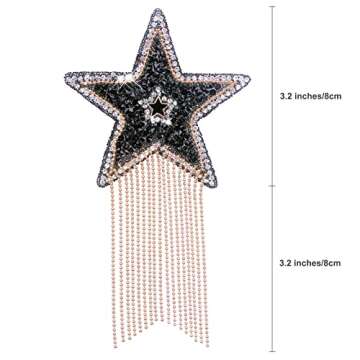 Iron on Patches DIY Rhinestone Star Applique Repair Patch for Clothes Dress Pants Jeans Hats Bags Cl...