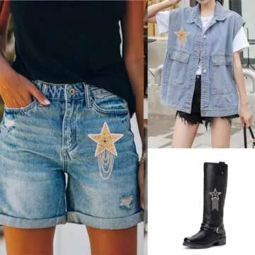 DIY Rhinestone Star Patches for Clothing Repair & Embellishment