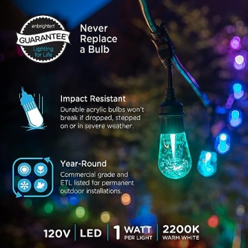 Color Changing Outdoor String Lights - 48ft Enbrighten