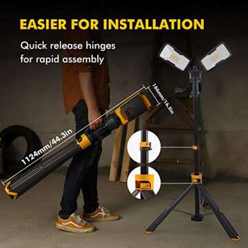 【Upgraded】 LUTEC 6290Max 15000 Lumen 138W Dimmable LED Work Light with Telescoping Tripod, Adjustable Color Temperature Dual-Head Work Light with Stand and 8 Ft 3-Prong Power Cord