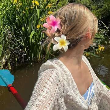 GQLV Large Claw Clips for Thick Hair - Strong Hold Nonslip Hawaiian Flower Hair Accessories, Banana ...