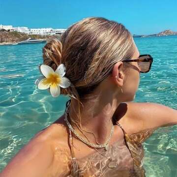 GQLV Large Claw Clips for Thick Hair - Strong Hold Nonslip Hawaiian Flower Hair Accessories, Banana Clip for Thin Hair